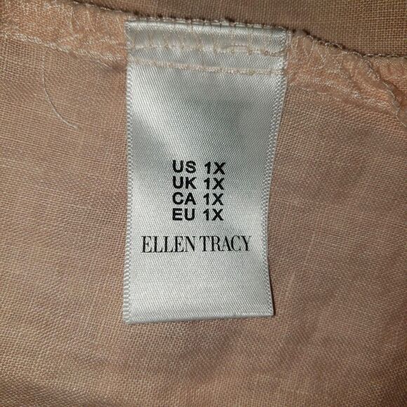Ellen Tracy Blouse Womens 1X Pink Linen Half Zip Tunic Short Sleeve EPWH63534 - Picture 4 of 7